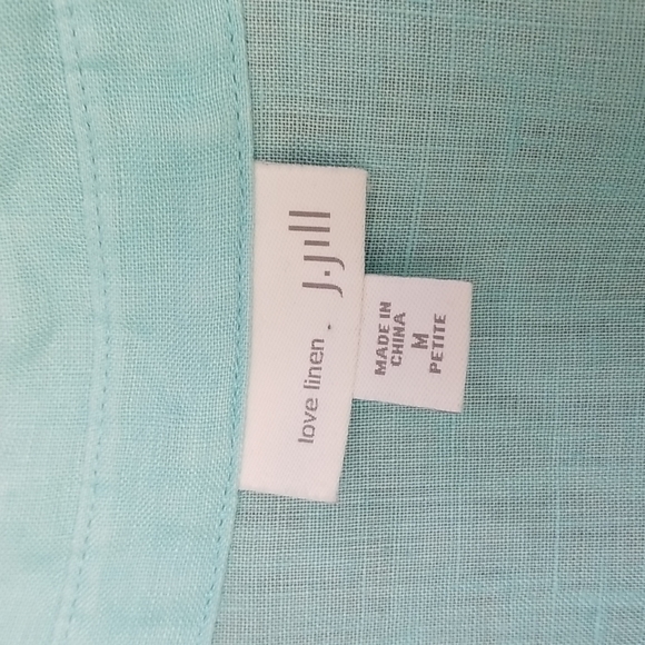 J. Jill Turquoise Linen Long Sleeve Medium Petite - Picture 4 of 5